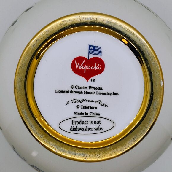 Vintage Y2K Charles Wysocki x Telaflora "CHRISTMAS LOVE 2000" Pedestal Bowl - Picture 6 of 13